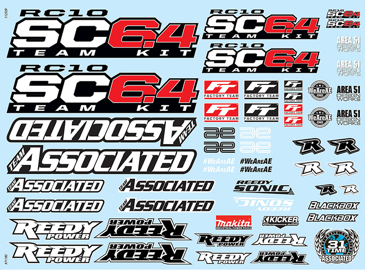 [�˾���ũ] AA71180 [TEAM ASSOCIATED] AA71180 RC10SC6.4 Decal Sheet 1
