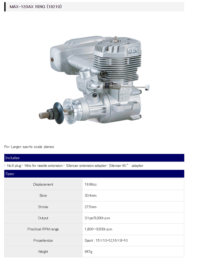 [�˾���ũ] OS19210 [OS ENGINE] MAX-120AX RING (70D) W/E-5020 SILENCER 1