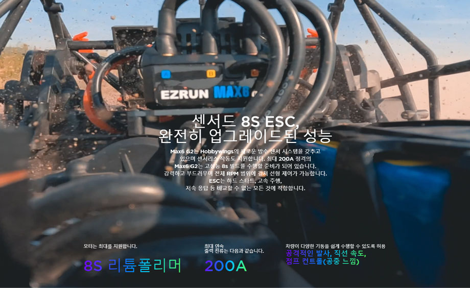 [�˾���ũ] 30105100 30402350 [HOBBYWING] [����,���ӱ� ������Ʈ ]EzRun MAX6 G2 200A 3-8S Sensorless WP ESC EZRUN 5690SD G2-1250KV (1/6,1/7 ������ �� 1/8 ū���� ) 1