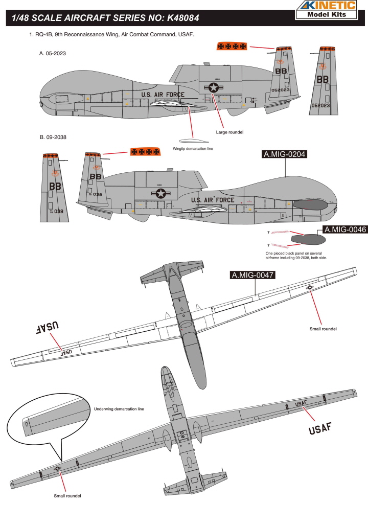 [�˾���ũ] CNK48084 [Kinetic] CNK48084 1/48 RQ-4B Global Hawk-�ѱ� ���� ��ŷ ���� 2
