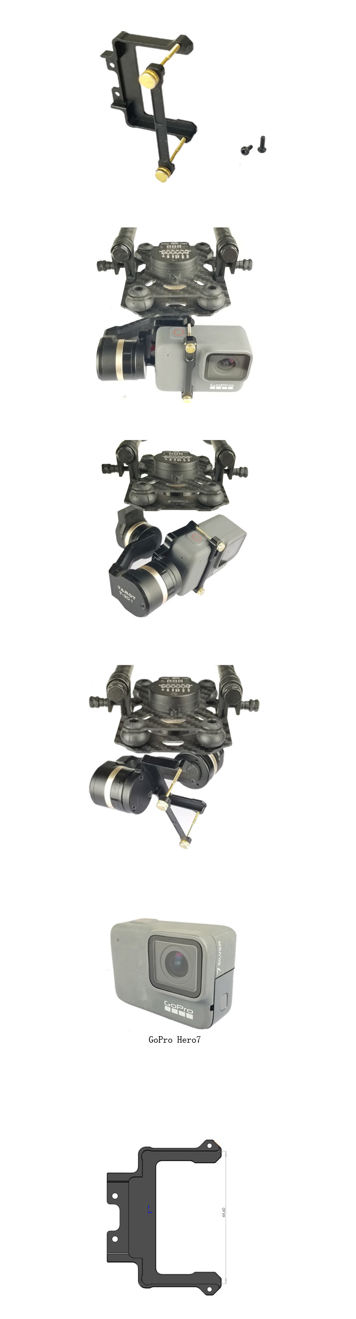 [�˾���ũ] TL3T12-03 [TAROT] 3X Gimbal Camera Mount Gender for GoPro Hero7 1