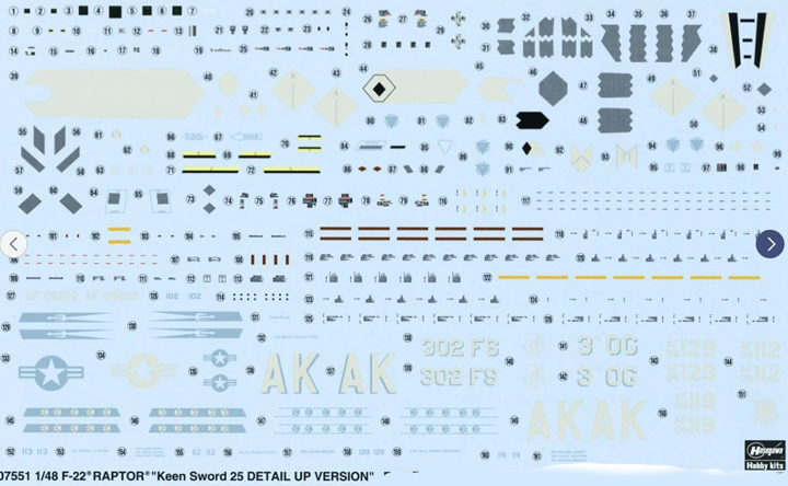 [�˾���ũ] BH07551 [Hasegawa] BH07551 1/48 F-22 Raptor Keen Sword 25 Detail Up Version 2